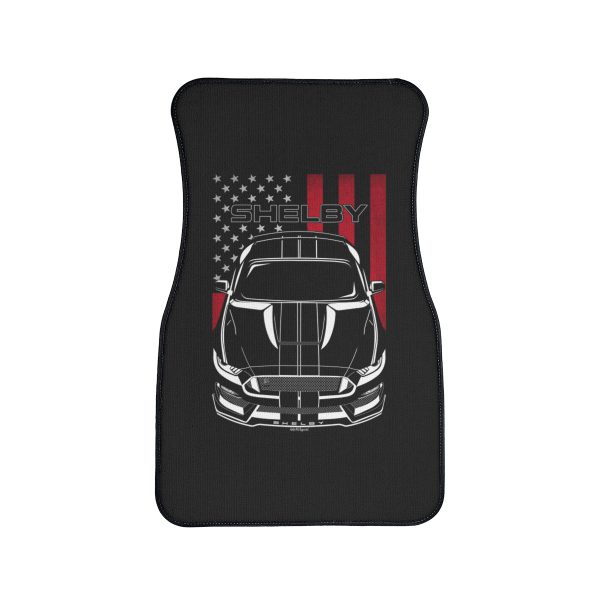 Ford Mustang Shelby GT350 2015-2020 Black Stripes Car Mat - US Flag Floor Mats Front Carpet Floor Mats by Auto Art Apparel