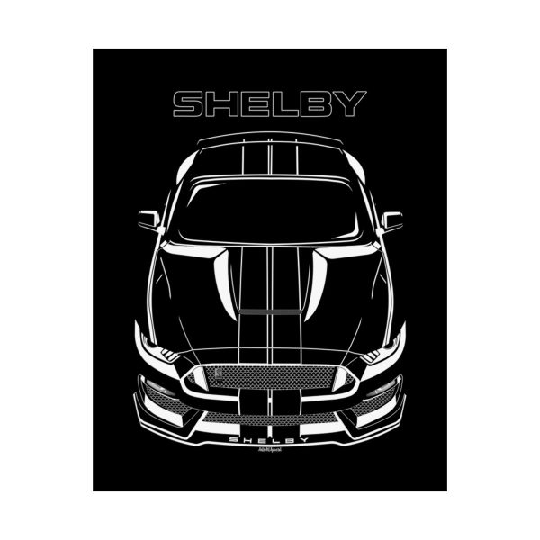 Ford Mustang Shelby GT350 2015-2020 Black Stripes Poster 16 x 20 inch by Auto Art Apparel