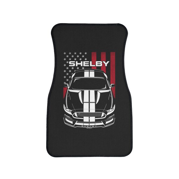 Ford Mustang Shelby GT350 2015-2020 White Stripes Car Mat - US Flag Floor Mats Front Carpet Floor Mats by Auto Art Apparel