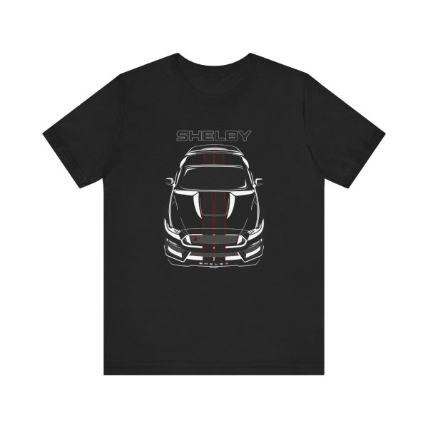 Ford Mustang Shelby GT350R 2015-2020 Black Stripes T-shirt Black by Auto Art Apparel