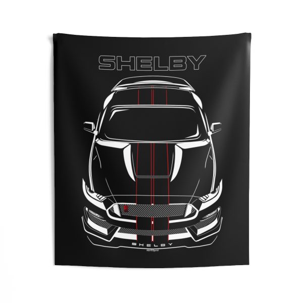 Ford Mustang Shelby GT350R 2015-2020 Black Stripes Tapestry 50 x 60 inch by Auto Art Apparel