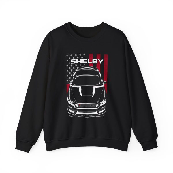 Ford Mustang Shelby GT350R 2015-2020 Sweatshirt - US Flag Crewneck Black by Auto Art Apparel