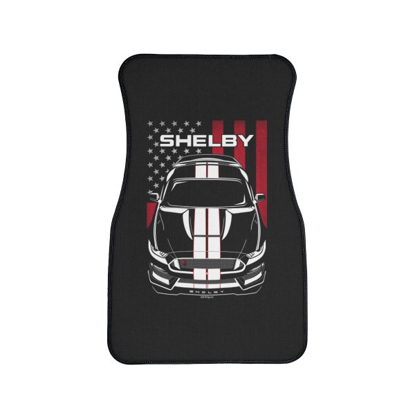 Ford Mustang Shelby GT350R 2015-2020 White Stripes Car Mat - US Flag Floor Mats Front Carpet Floor Mats by Auto Art Apparel