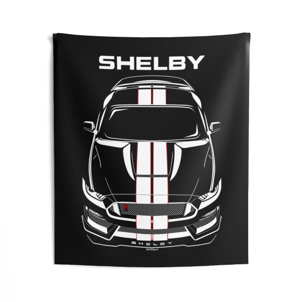 Ford Mustang Shelby GT350R 2015-2020 White Stripes Tapestry 50 x 60 inch by Auto Art Apparel