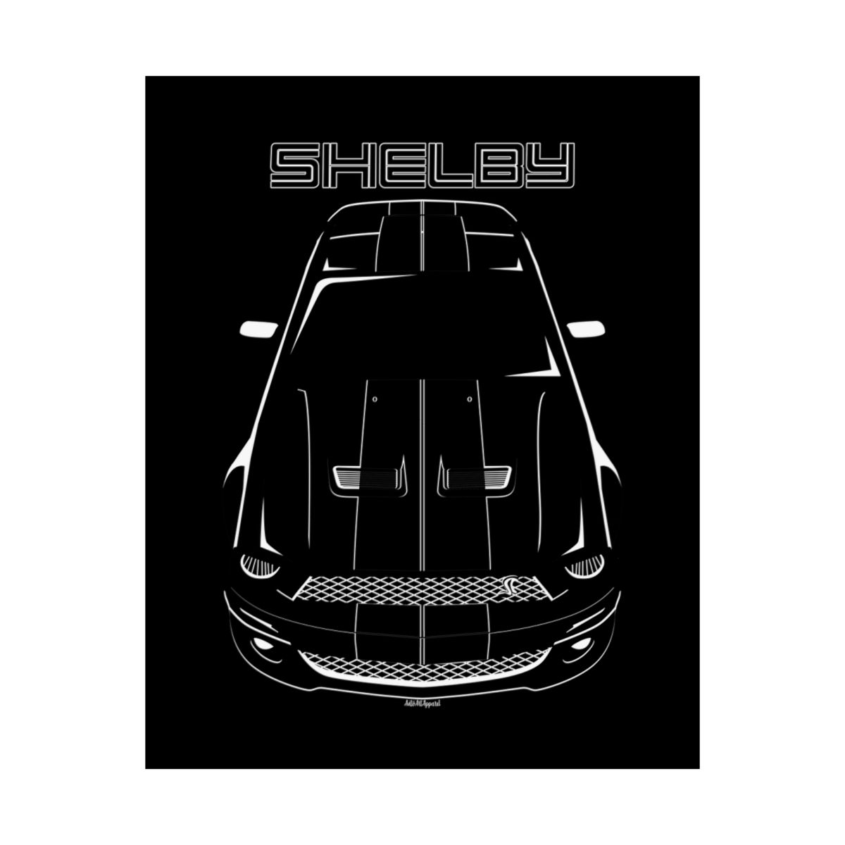 Ford Mustang Shelby GT500 2007-2009 Black Stripes Poster 16 x 20 inch by Auto Art Apparel