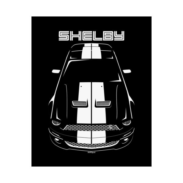 Ford Mustang Shelby GT500 2007-2009 White Stripes Poster 16 x 20 inch by Auto Art Apparel
