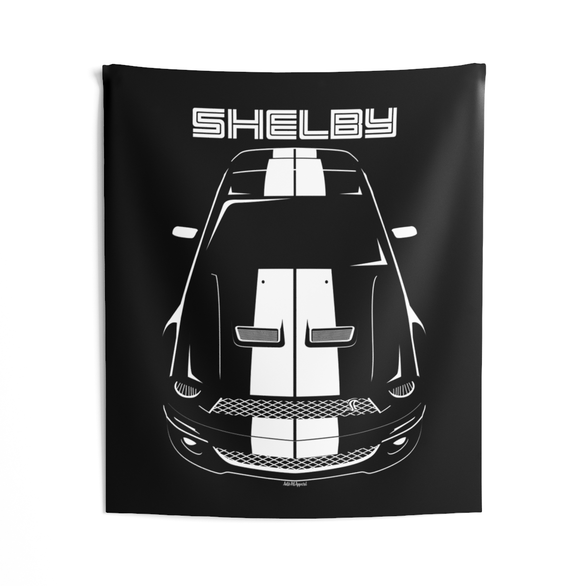 Ford Mustang Shelby GT500 2007-2009 White Stripes Tapestry 50 x 60 inch by Auto Art Apparel