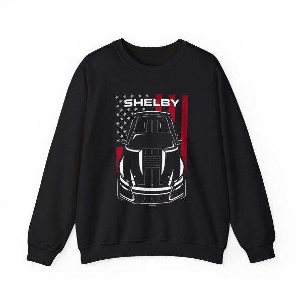 Ford Mustang Shelby GT500 2020-2022 Black Stripes Sweatshirt - US Flag Crewneck Black by Auto Art Apparel