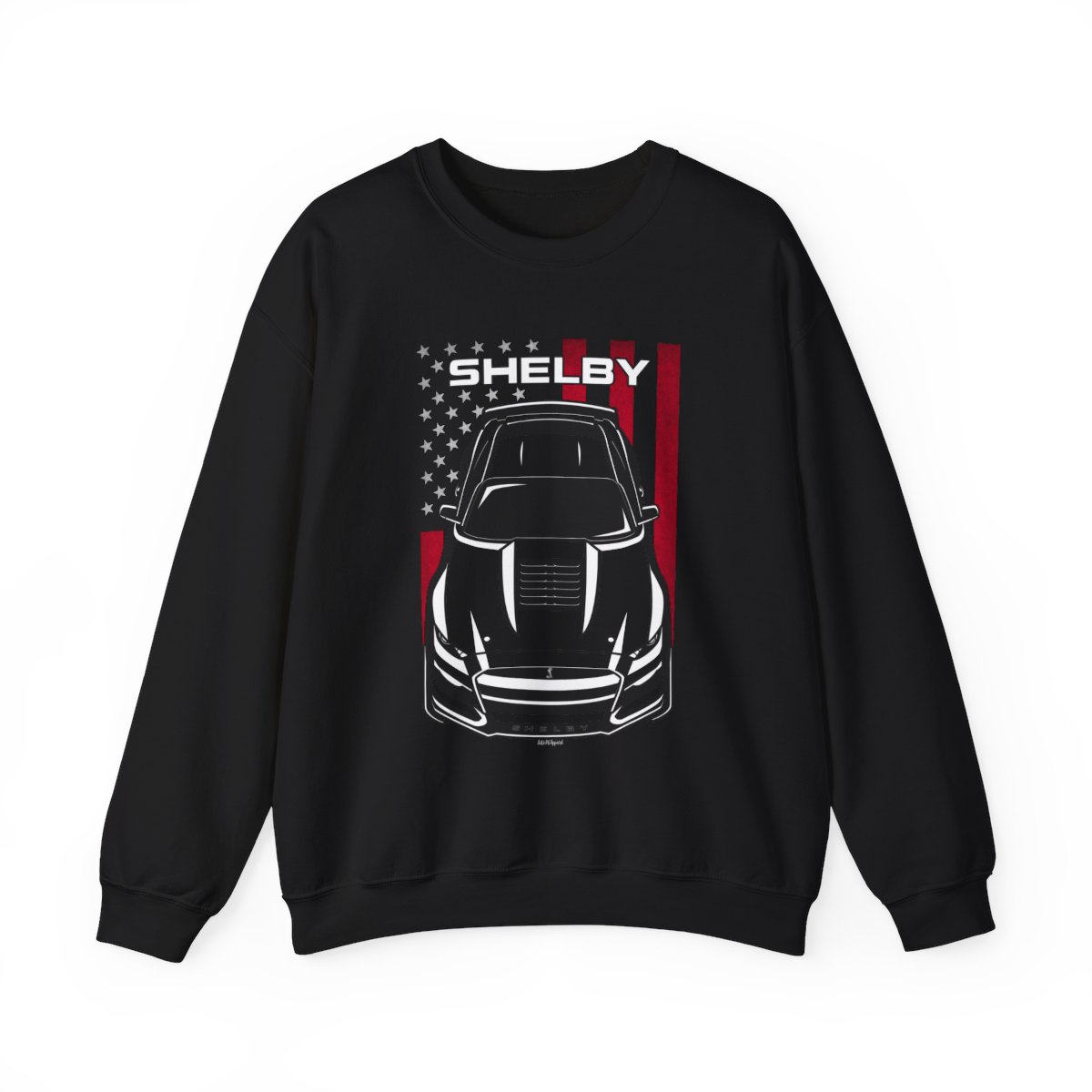 Ford Mustang Shelby GT500 2020-2022 Sweatshirt - US Flag Crewneck Black by Auto Art Apparel