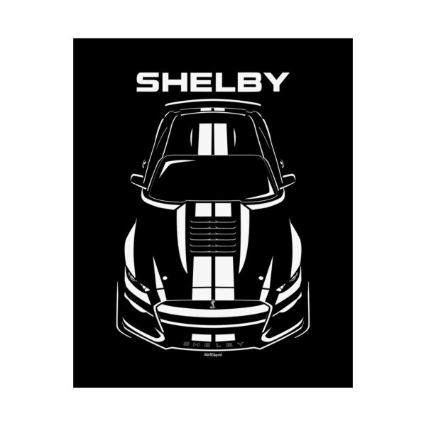 Ford Mustang Shelby GT500 2020-2022 White Stripes Poster 16 x 20 inch by Auto Art Apparel