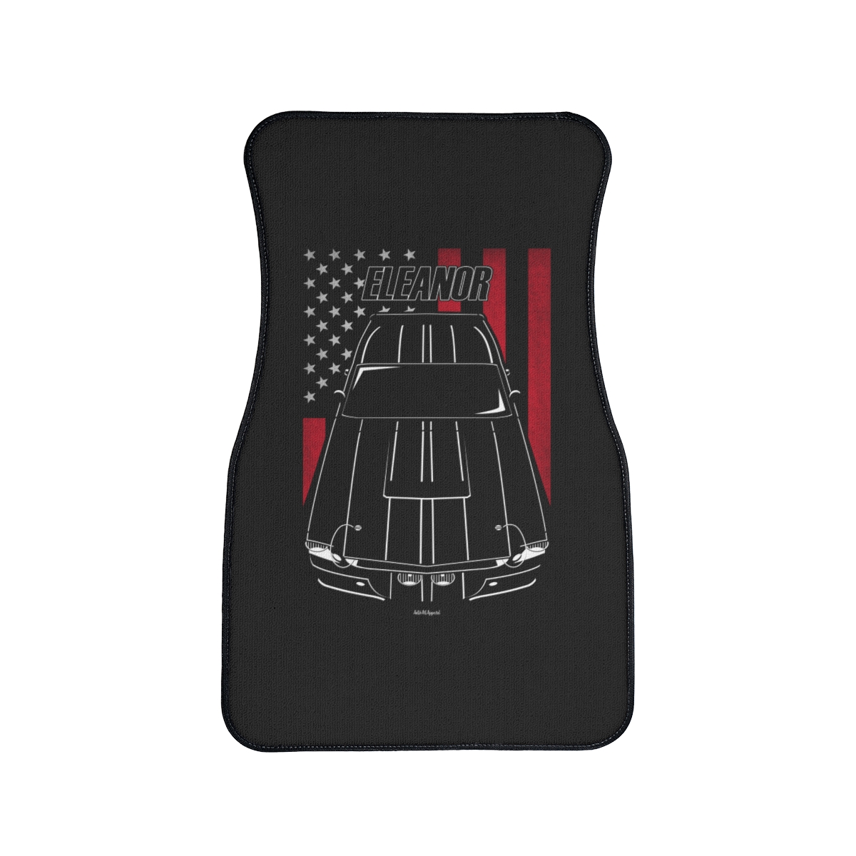 Ford Mustang Shelby GT500 Eleanor 1967 Black Stripes Car Mat - US Flag Floor Mats Front Carpet Floor Mats by Auto Art Apparel
