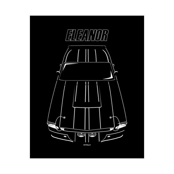 Ford Mustang Shelby GT500 Eleanor 1967 Black Stripes Poster 16 x 20 inch by Auto Art Apparel