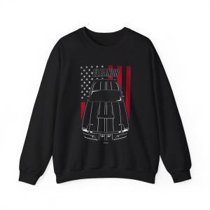 Ford Mustang Shelby GT500 Eleanor 1967 Black Stripes Sweatshirt - US Flag Crewneck Black by Auto Art Apparel