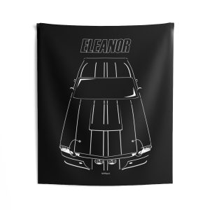 Ford Mustang Shelby GT500 Eleanor 1967 Black Stripes Tapestry 50 x 60 inch by Auto Art Apparel