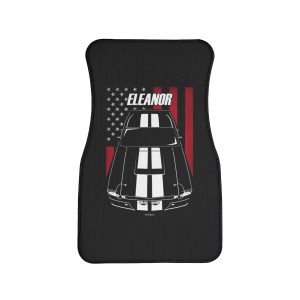 Ford Mustang Shelby GT500 Eleanor 1967 White Stripes Car Mat - US Flag Floor Mats Front Carpet Floor Mats by Auto Art Apparel