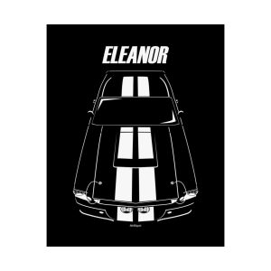 Ford Mustang Shelby GT500 Eleanor 1967 White Stripes Poster 16 x 20 inch by Auto Art Apparel