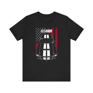 Ford Mustang Shelby GT500 Eleanor 1967 White Stripes T-shirt - US Flag Shirt by Auto Art Apparel