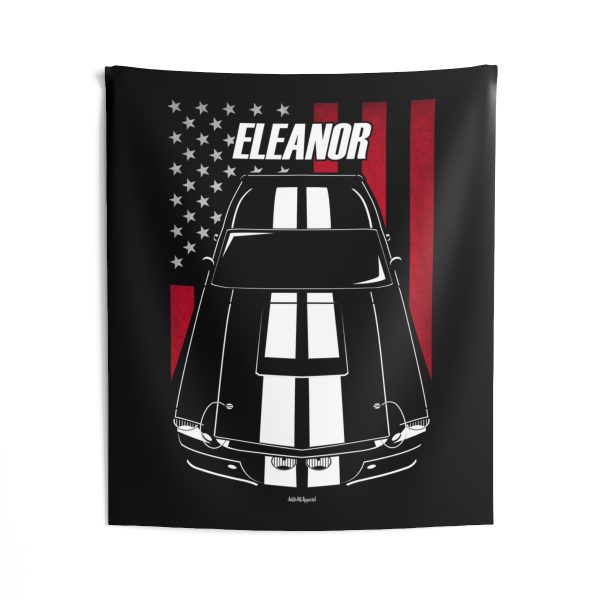 Ford Mustang Shelby GT500 Eleanor 1967 White Stripes Tapestry - US Flag Wall Art 50 x 60 inch by Auto Art Apparel