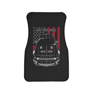 Ford Mustang Shelby GT500 KR 2008-2009 Black Stripes Car Mat - US Flag Floor Mats Front Carpet Floor Mats by Auto Art Apparel