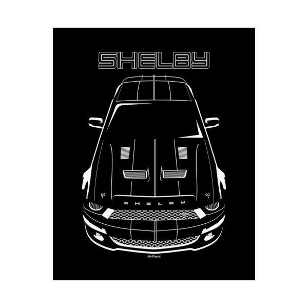 Ford Mustang Shelby GT500 KR 2008-2009 Black Stripes Poster 16 x 20 inch by Auto Art Apparel