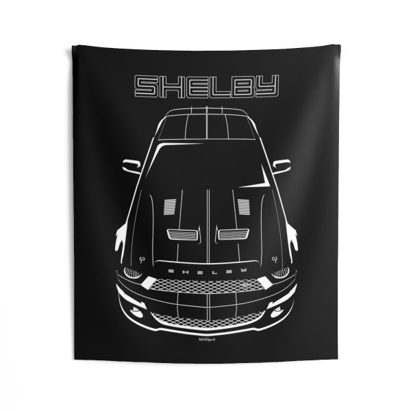 Ford Mustang Shelby GT500 KR 2008-2009 Black Stripes Tapestry 50 x 60 inch by Auto Art Apparel