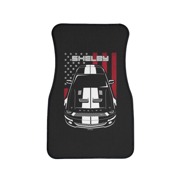 Ford Mustang Shelby GT500 KR 2008-2009 White Stripes Car Mat - US Flag Floor Mats Front Carpet Floor Mats by Auto Art Apparel