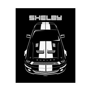 Ford Mustang Shelby GT500 KR 2008-2009 White Stripes Poster 16 x 20 inch by Auto Art Apparel
