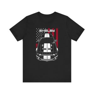 Ford Mustang Shelby GT500 KR 2008-2009 White Stripes T-shirt - US Flag Shirt by Auto Art Apparel