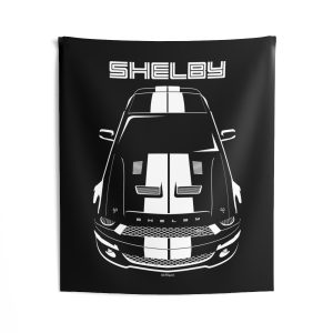 Ford Mustang Shelby GT500 KR 2008-2009 White Stripes Tapestry 50 x 60 inch by Auto Art Apparel