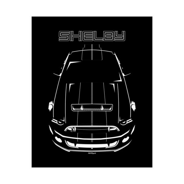 Ford Mustang Shelby GT500 S197 2013-2014 Black Stripes Poster 16 x 20 inch by Auto Art Apparel