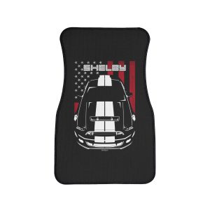 Ford Mustang Shelby GT500 S197 2013-2014 White Stripes Car Mat - US Flag Floor Mats Front Carpet Floor Mats by Auto Art Apparel