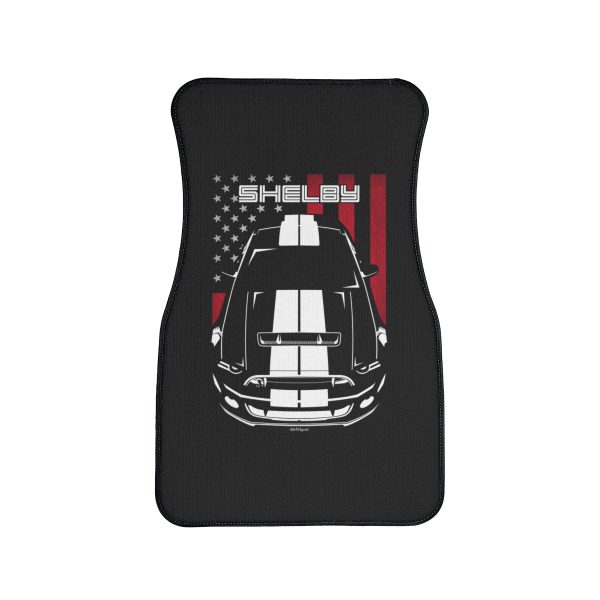 Ford Mustang Shelby GT500 S197 2013-2014 White Stripes Car Mat - US Flag Floor Mats Front Carpet Floor Mats by Auto Art Apparel