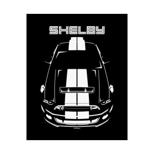Ford Mustang Shelby GT500 S197 2013-2014 White Stripes Poster 16 x 20 inch by Auto Art Apparel