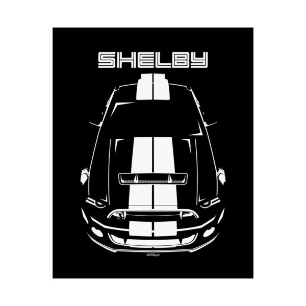 Ford Mustang Shelby GT500 S197 2013-2014 White Stripes Poster 16 x 20 inch by Auto Art Apparel