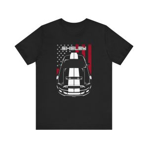 Ford Mustang Shelby GT500 S197 2013-2014 White Stripes T-shirt - US Flag Shirt by Auto Art Apparel