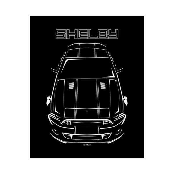 Ford Mustang Shelby GT500 Super Snake 2013-2014 Black Stripe Poster 16 x 20 inch by Auto Art Apparel