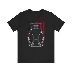 Ford Mustang Shelby GT500 Super Snake 2013-2014 Black Stripe T-shirt - US Flag Shirt by Auto Art Apparel