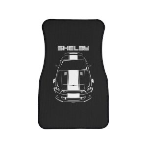 Ford Mustang Shelby GT500 Super Snake 2013-2014 White Stipe Car Mat Front Carpet Floor Mats by Auto Art Apparel