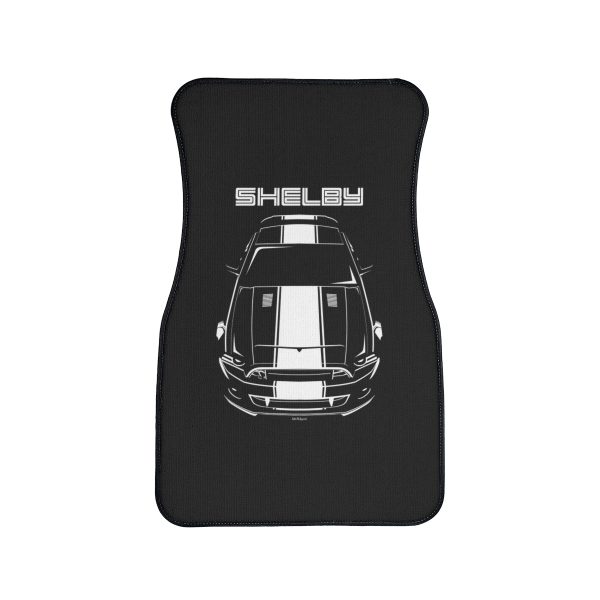 Ford Mustang Shelby GT500 Super Snake 2013-2014 White Stipe Car Mat Front Carpet Floor Mats by Auto Art Apparel