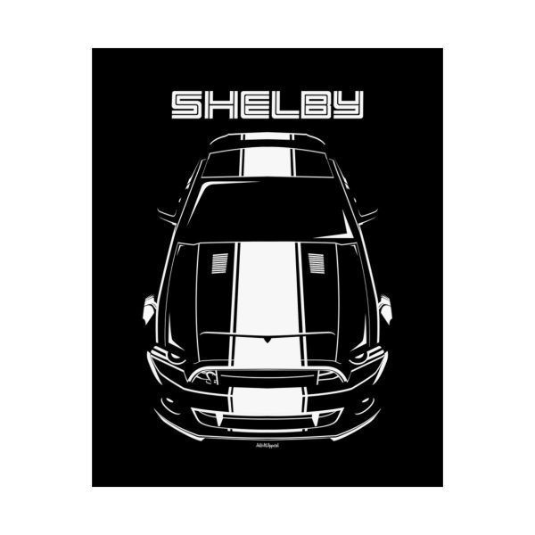 Ford Mustang Shelby GT500 Super Snake 2013-2014 White Stipe Poster 16 x 20 inch by Auto Art Apparel