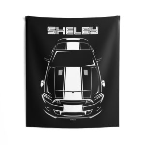 Ford Mustang Shelby GT500 Super Snake 2013-2014 White Stipe Tapestry 50 x 60 inch by Auto Art Apparel
