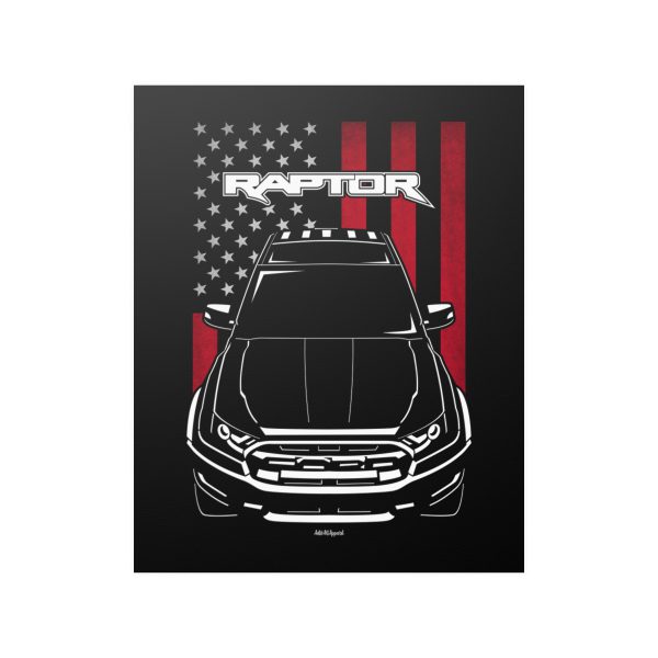 Ford Ranger Raptor 2019-2021 Poster - US Flag Print 16 x 20 inch by Auto Art Apparel