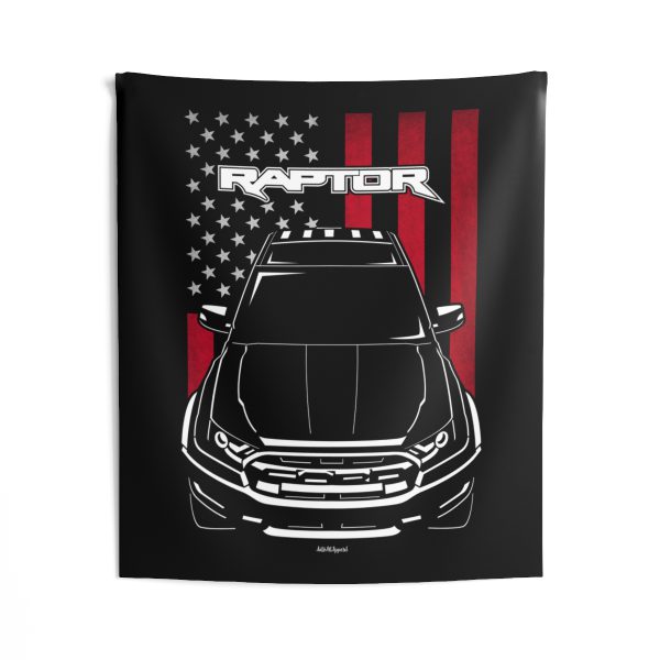 Ford Ranger Raptor 2019-2021 Tapestry - US Flag Wall Art 50 x 60 inch by Auto Art Apparel