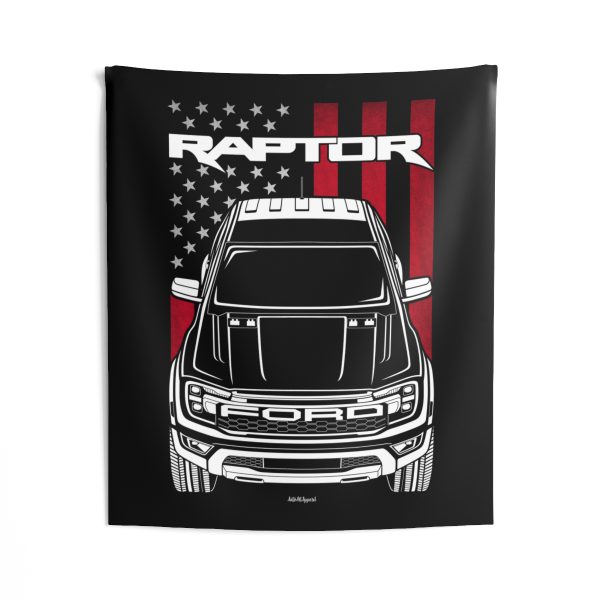 Ford Ranger Raptor 2023-2024 Tapestry - US Flag Wall Art 50 x 60 inch by Auto Art Apparel