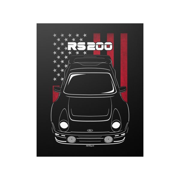 Ford RS200 Evolution 1984-1986 Poster - US Flag Print 16 x 20 inch by Auto Art Apparel
