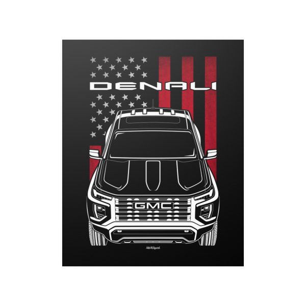 GMC Canyon Denali 2023-2024 Poster - US Flag Print 16 x 20 inch by Auto Art Apparel