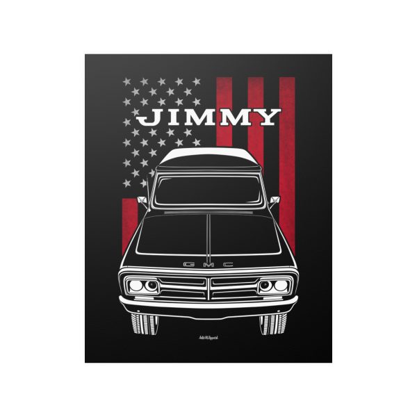 GMC Jimmy 1970 Poster - US Flag Print 16 x 20 inch by Auto Art Apparel