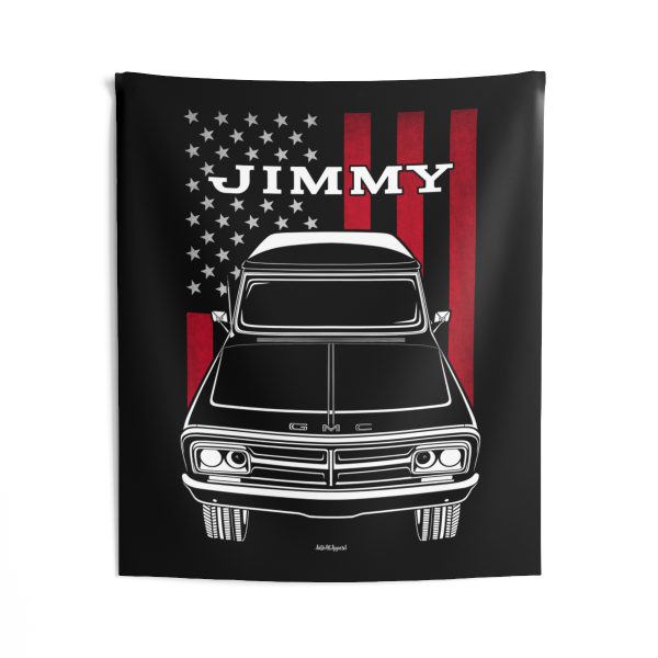 GMC Jimmy 1970 Tapestry - US Flag Wall Art 50 x 60 inch by Auto Art Apparel