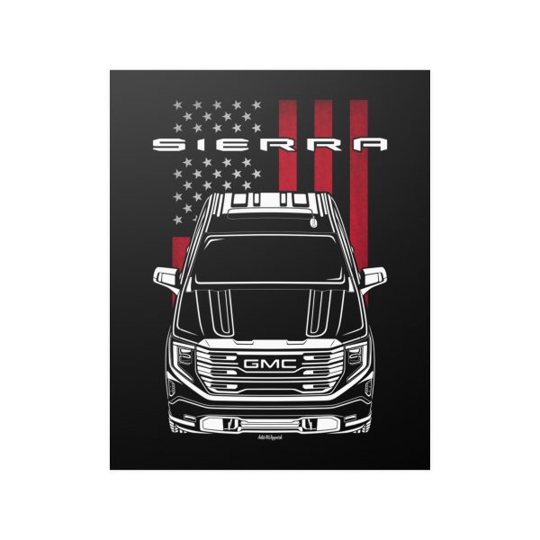 GMC Sierra AT4X 2022-2024 Poster - US Flag Print 16 x 20 inch by Auto Art Apparel