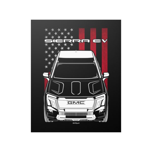 GMC Sierra EV Poster - US Flag Print 16 x 20 inch by Auto Art Apparel